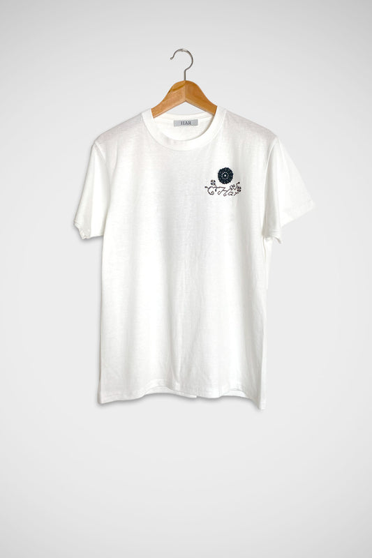 White Print Lace T Shirt