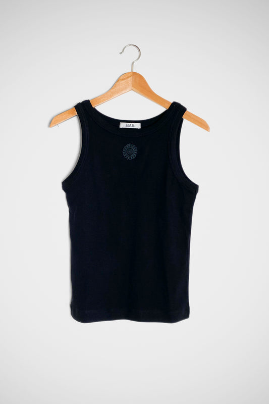 Black Flower Tank Top