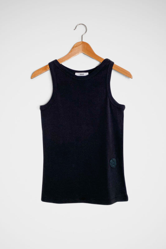 Black Flower Tank Top